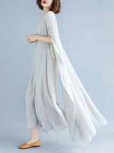 Loose Solid Color Vintage H-Line Dress